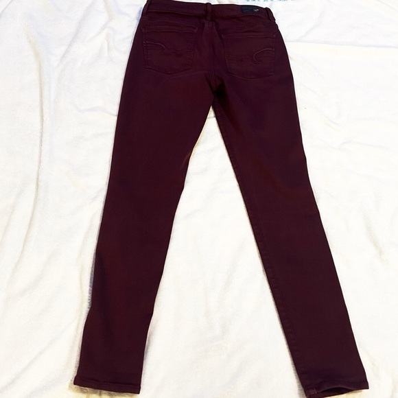 American Eagle High Rise Jegging Burgundy Solid Dark Red Stretchy Pockets Size 8 - Picture 3 of 8